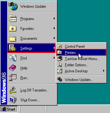 Windows 98. Configuraciones > Impresoras