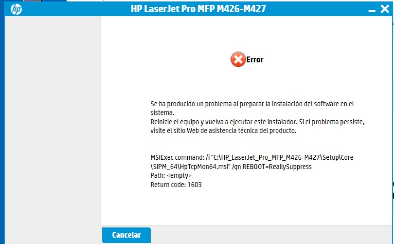 Error al instalar impresora LaserJet Pro MFP M426d... - Comunidad de  Soporte HP - 931087