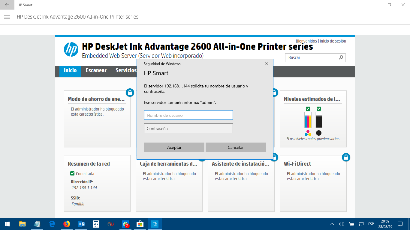 Olvide clave y usuario EWS para impresora 2675 - Comunidad de Soporte HP -  994097