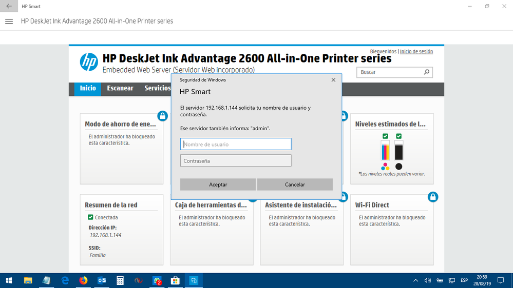 Olvide clave y usuario EWS para impresora 2675 - Comunidad de Soporte HP -  994097