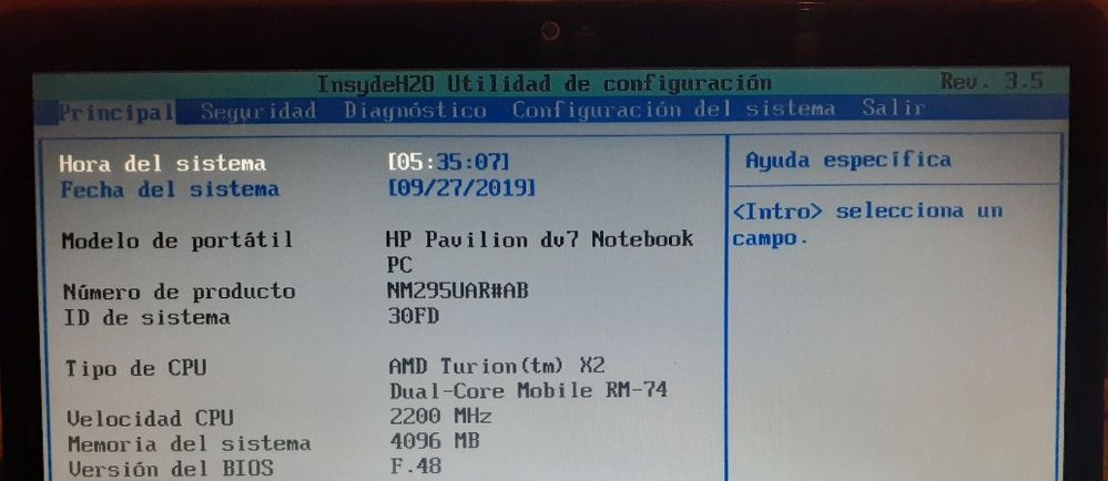 Solucionado: Problemas con el bios notebook pavilion dv7 - Comunidad de  Soporte HP - 1003216
