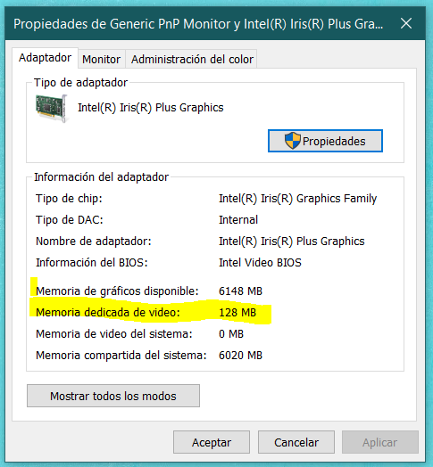Aumentar memoria grafica integrada iris plus - Comunidad de Soporte HP -  1022708