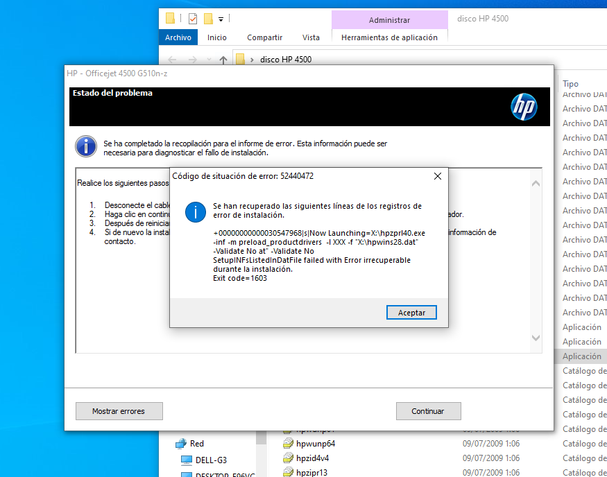 Solucionado: HP 4500 G5 problema al instalar el software - Comunidad de  Soporte HP - 1031569