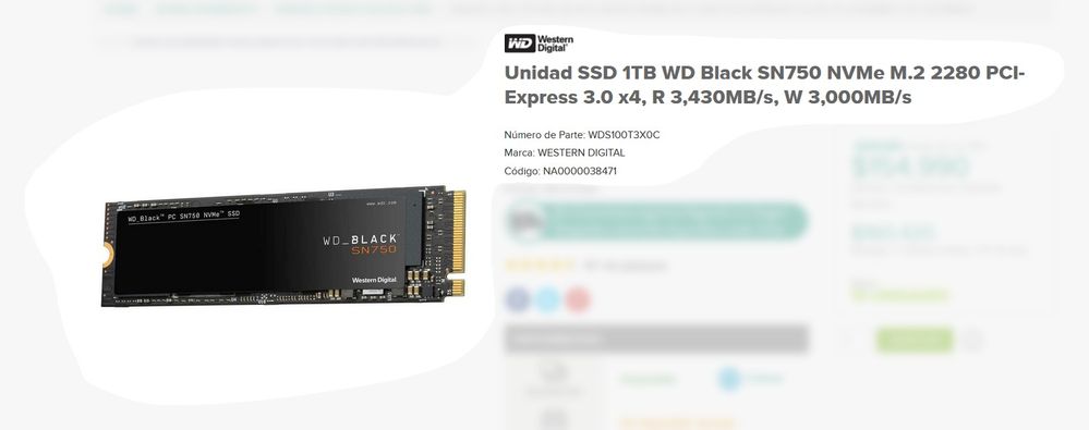 SP Digital.cl Unidad SSD 1TB WD Black SN750 NVMe M.2 2280 PCI-Express 3.0 x4, R 3,430MBs, W 3,000MBs WESTERN DIGITAL WDS100T3X0C I.jpg