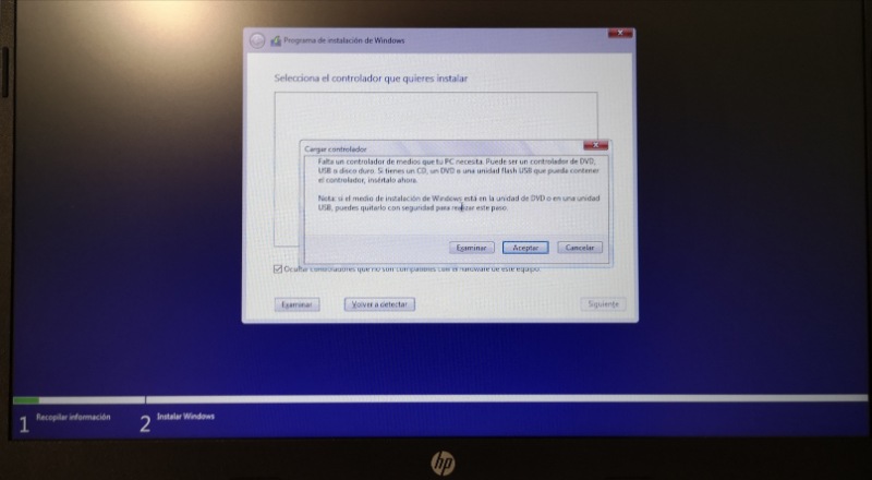 Instalación Windows 10 no detecta disco duro - Comunidad de Soporte HP -  1169634
