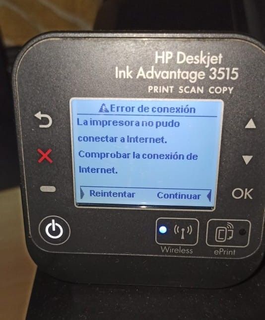 Este error aparece cuando intento activar los servicios web por medio del panel de la impresora.